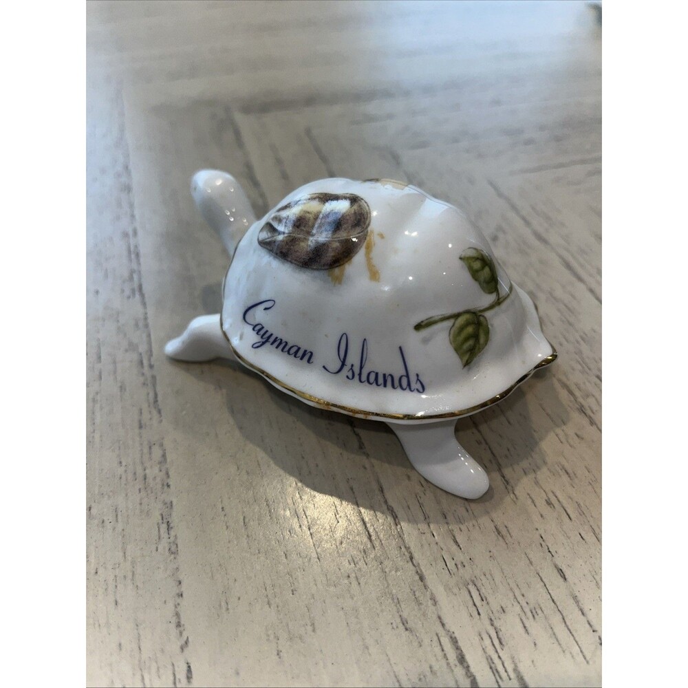 Vintage Aynsley Fine Bone China Turtle 2” x 4.5” Cayman Islands Decor England
